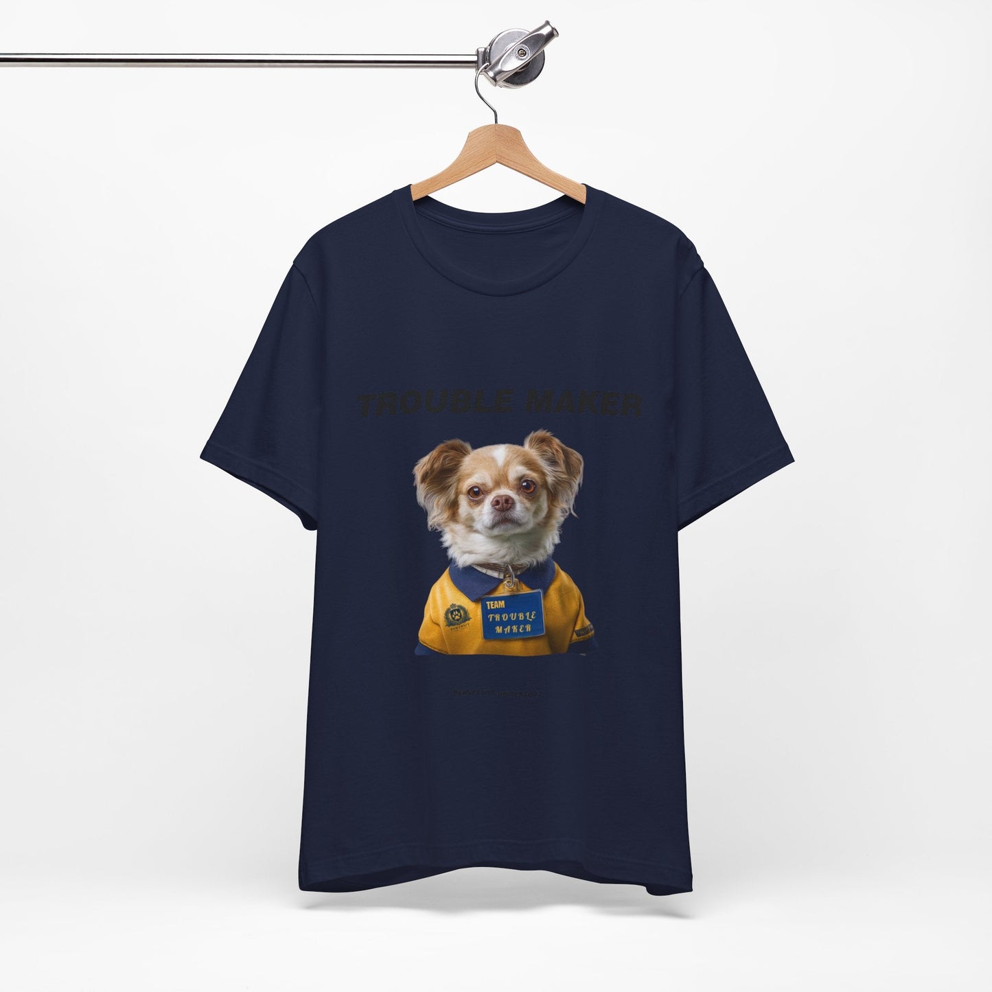 Personalized Pet T-shirt - Team Jersey Department TROUBLE MAKER| Upload Your Pet Photo & Name