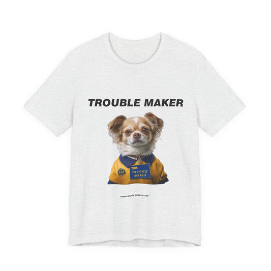Personalized Pet T-shirt - Team Jersey Department TROUBLE MAKER| Upload Your Pet Photo & Name