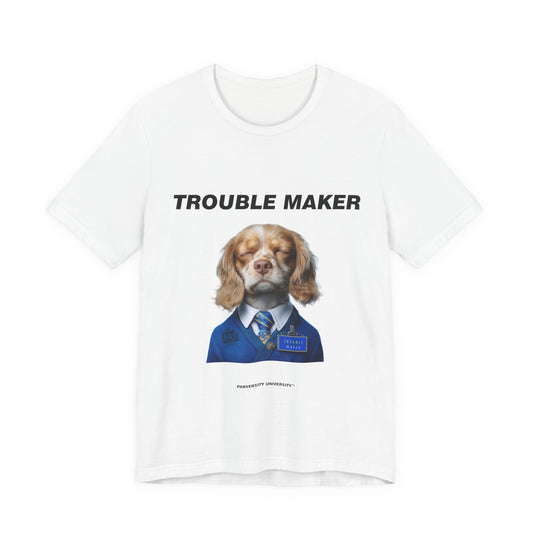 Personalized Pet T-shirt - Prestige Royal Academy TROUBLE MAKER| Upload Your Pet Photo & Name