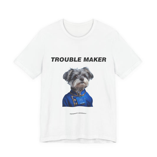Personalized Pet T-shirt - Prestige Royal Academy TROUBLE MAKER| Upload Your Pet Photo & Name