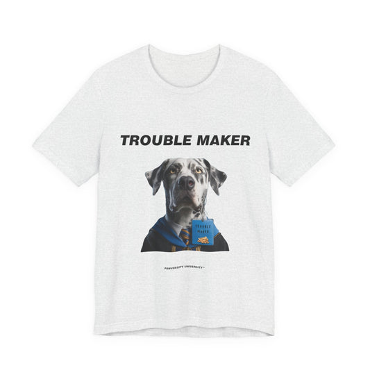 Personalized Pet T-shirt - Barkchelors Degree Collection TROUBLE MAKER| Upload Your Pet Photo & Name
