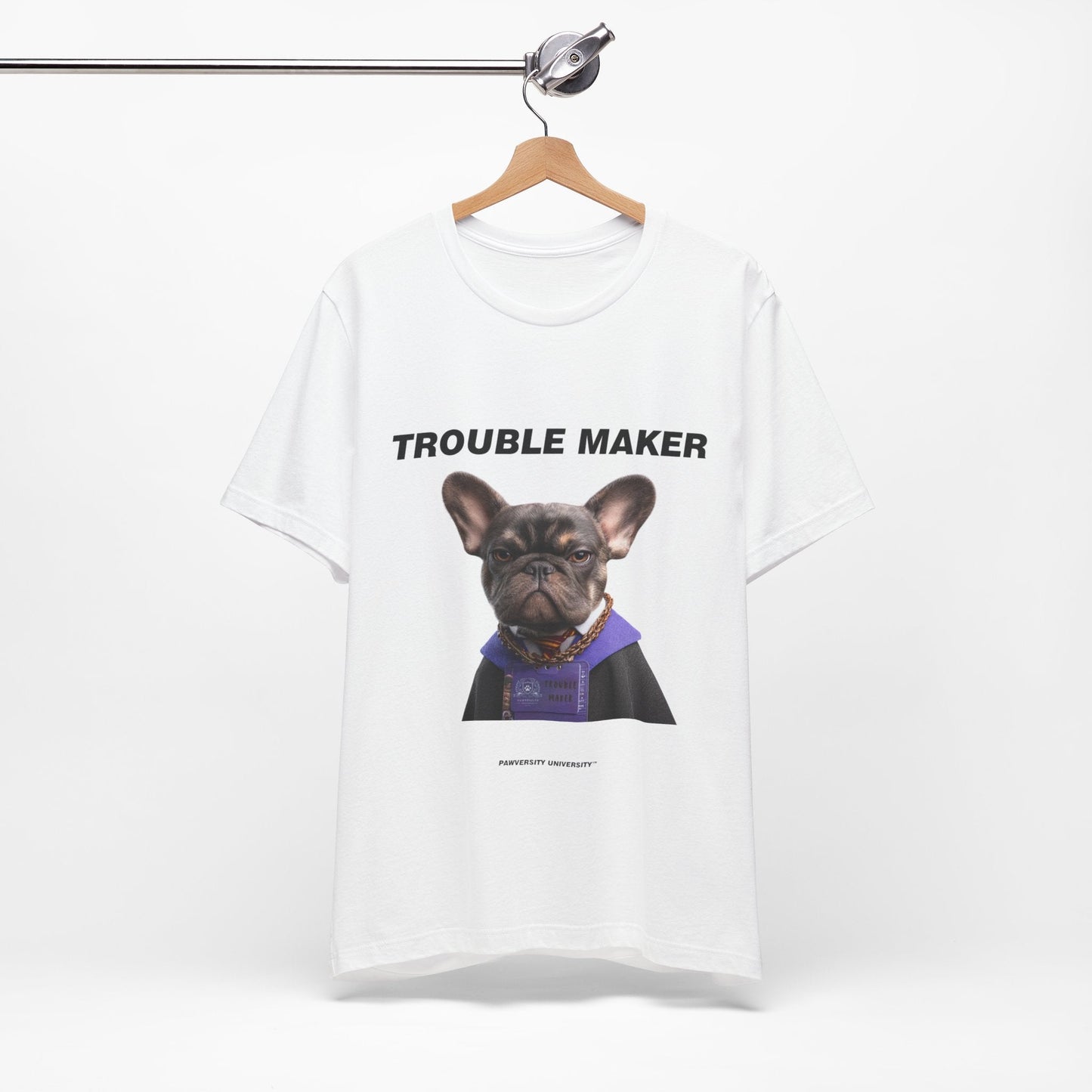 Personalized Pet T-shirt - Barkchelors Degree Collection TROUBLE MAKER| Upload Your Pet Photo & Name