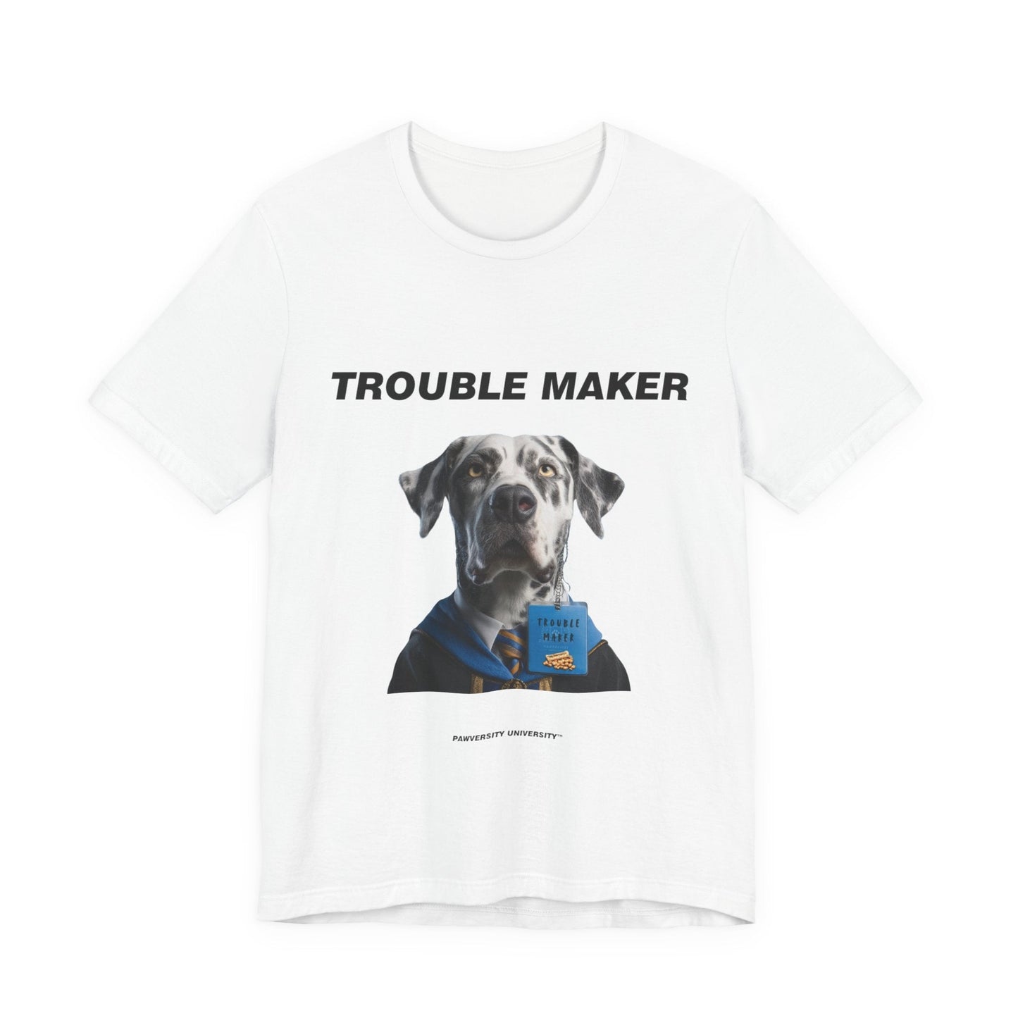 Personalized Pet T-shirt - Barkchelors Degree Collection TROUBLE MAKER| Upload Your Pet Photo & Name