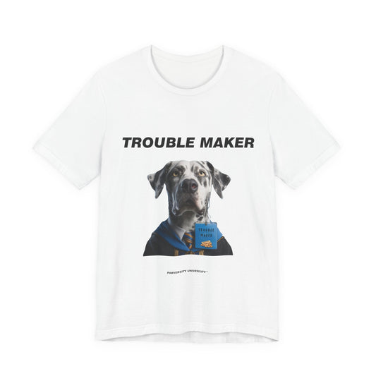 Personalized Pet T-shirt - Barkchelors Degree Collection TROUBLE MAKER| Upload Your Pet Photo & Name
