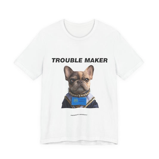 Personalized Pet T-shirt - Barkchelors Degree Collection TROUBLE MAKER| Upload Your Pet Photo & Name