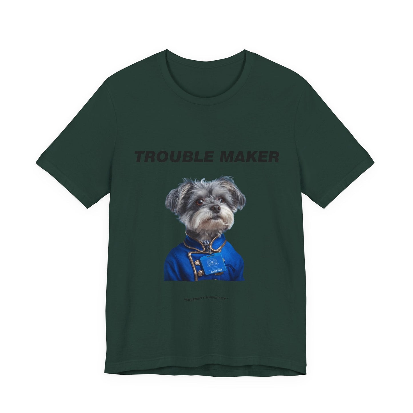 Personalized Pet T-shirt - Prestige Royal Academy TROUBLE MAKER| Upload Your Pet Photo & Name