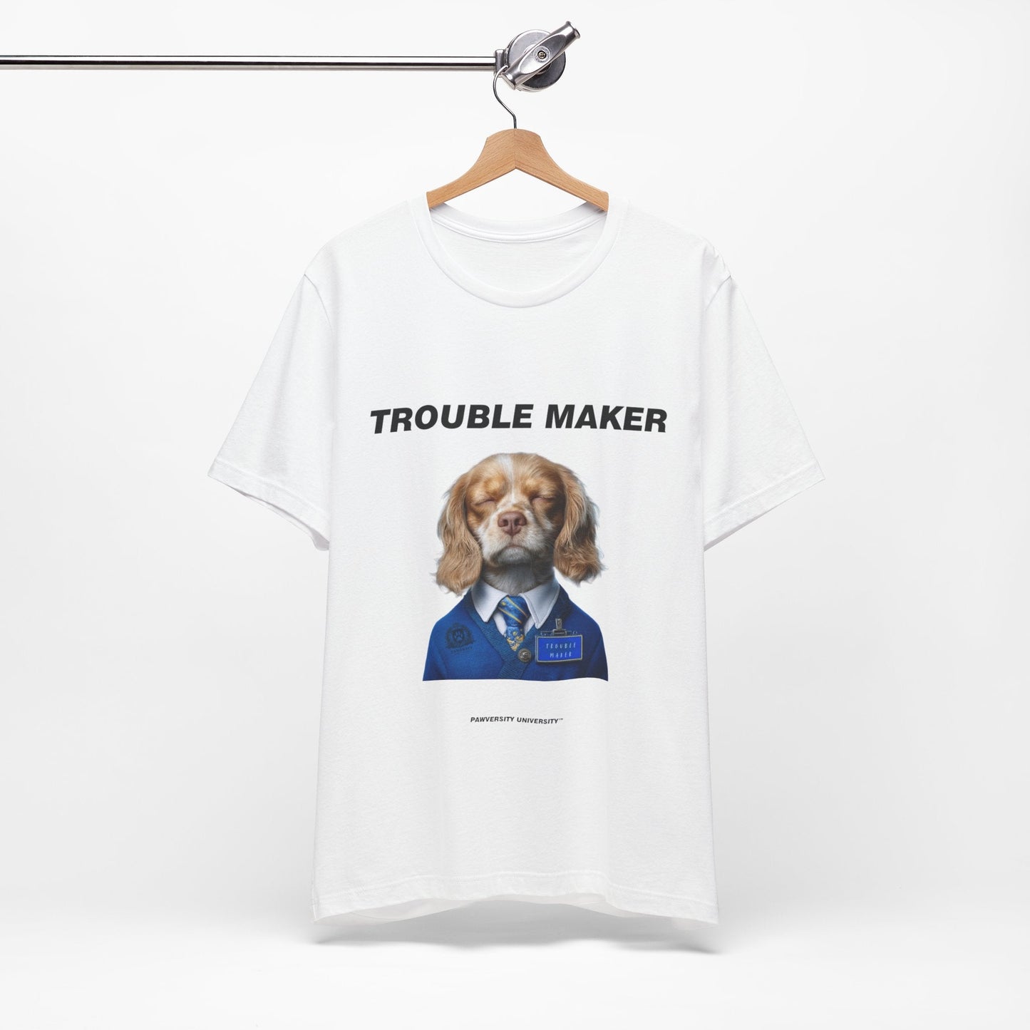 Personalized Pet T-shirt - Prestige Royal Academy TROUBLE MAKER| Upload Your Pet Photo & Name