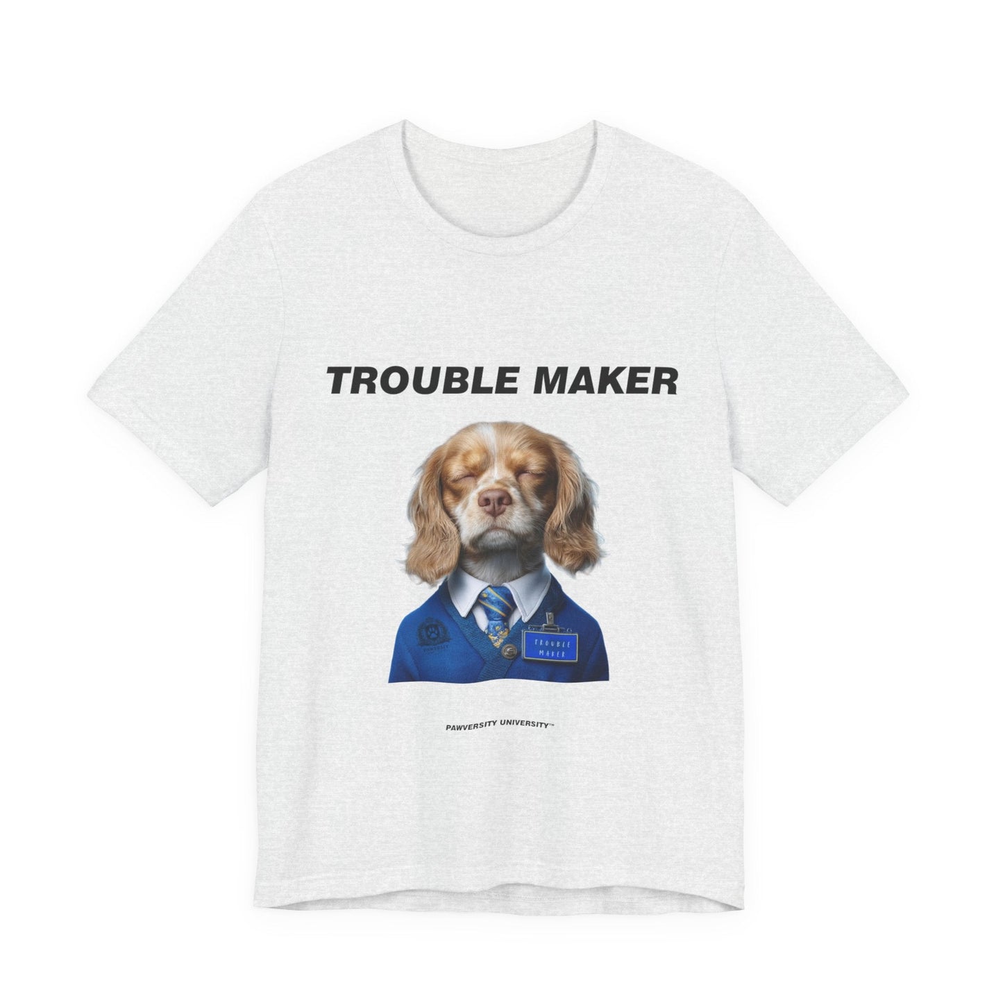 Personalized Pet T-shirt - Prestige Royal Academy TROUBLE MAKER| Upload Your Pet Photo & Name