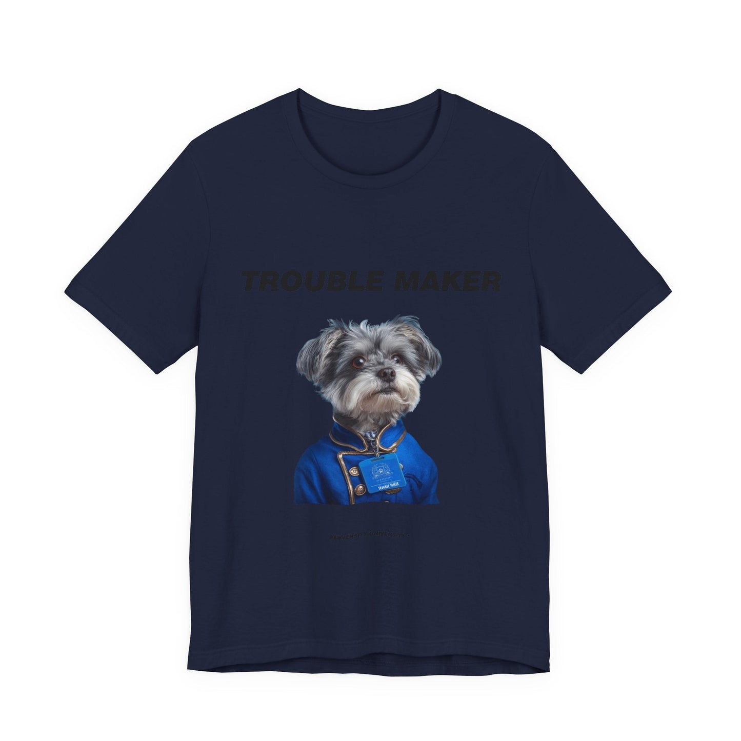 Personalized Pet T-shirt - Prestige Royal Academy TROUBLE MAKER| Upload Your Pet Photo & Name