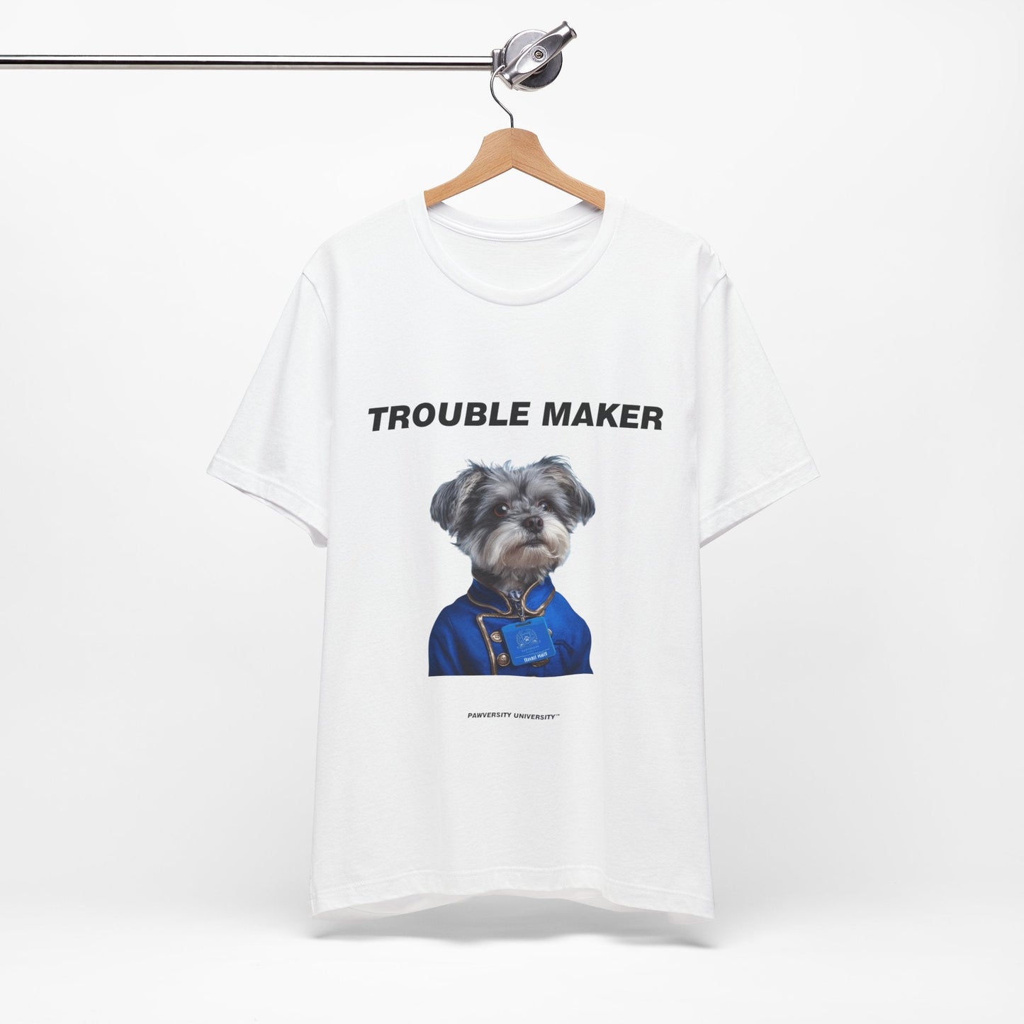 Personalized Pet T-shirt - Prestige Royal Academy TROUBLE MAKER| Upload Your Pet Photo & Name