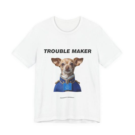 Personalized Pet T-shirt - Prestige Royal Academy TROUBLE MAKER| Upload Your Pet Photo & Name