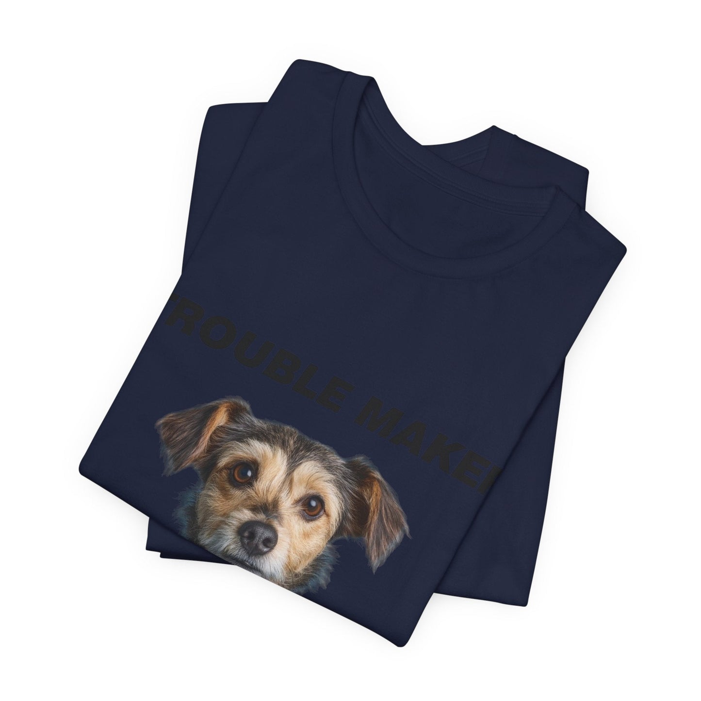 Personalized Pet T-shirt - Team Jersey Department TROUBLE MAKER| Upload Your Pet Photo & Name