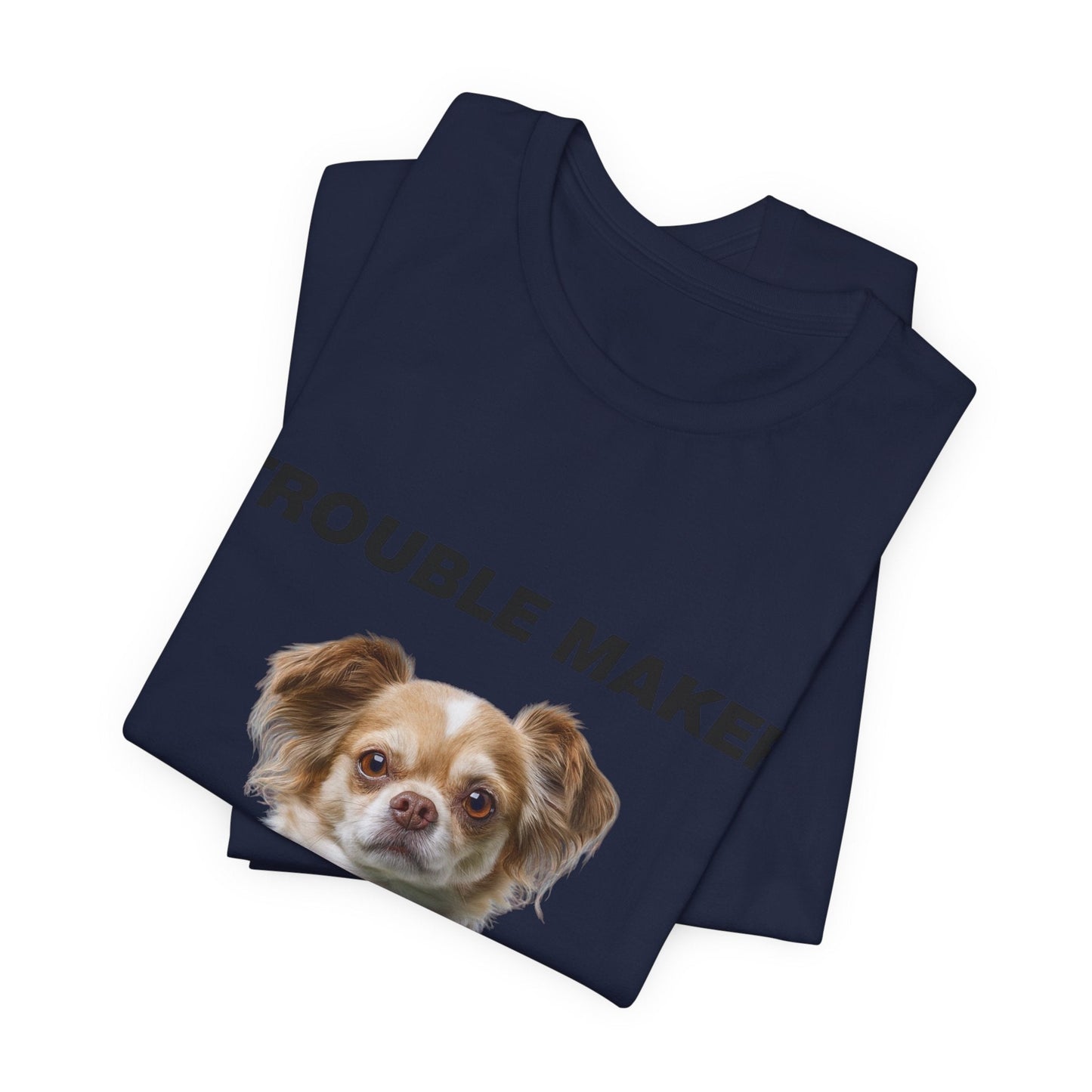 Personalized Pet T-shirt - Team Jersey Department TROUBLE MAKER| Upload Your Pet Photo & Name