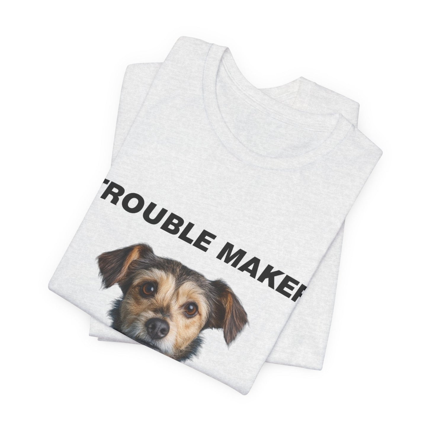 Personalized Pet T-shirt - Team Jersey Department TROUBLE MAKER| Upload Your Pet Photo & Name