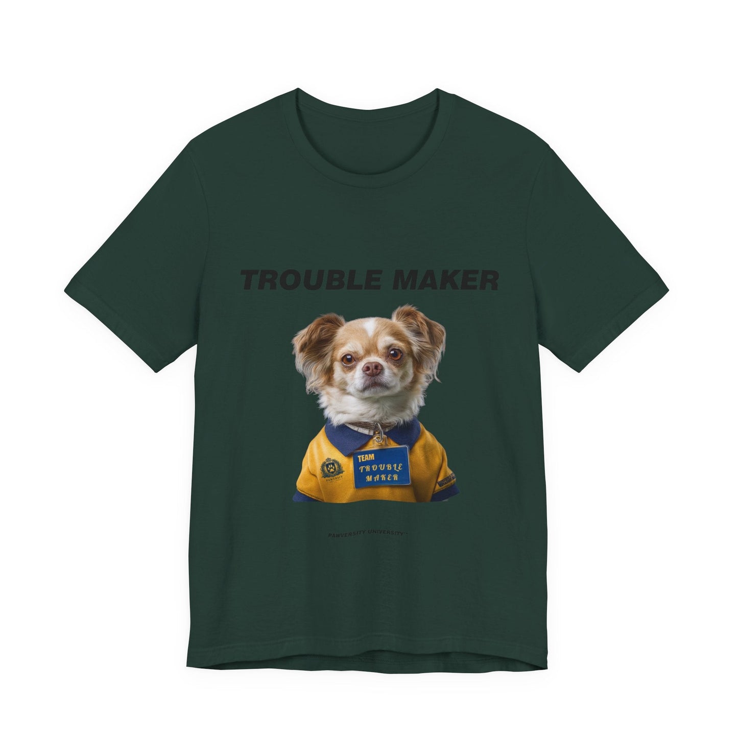 Personalized Pet T-shirt - Team Jersey Department TROUBLE MAKER| Upload Your Pet Photo & Name