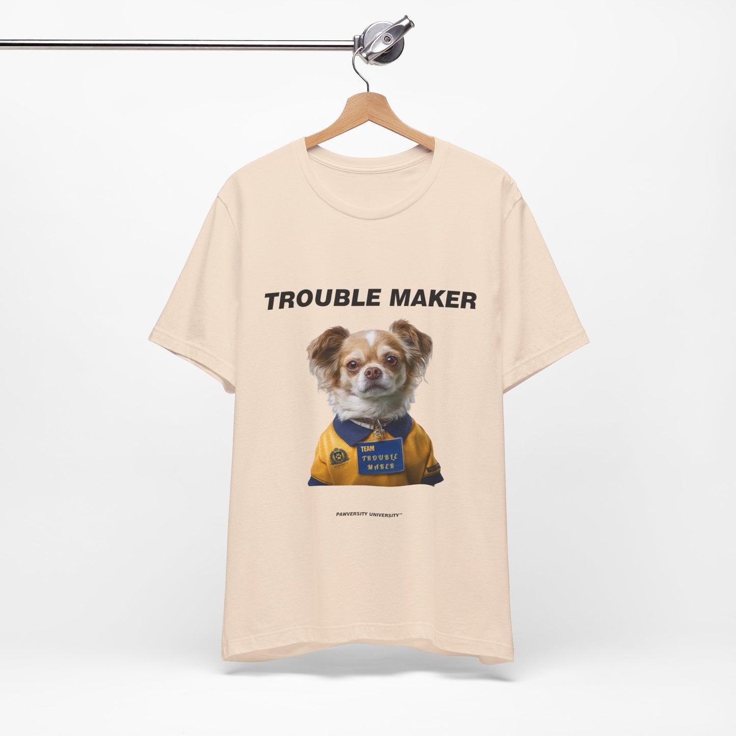 Personalized Pet T-shirt - Team Jersey Department TROUBLE MAKER| Upload Your Pet Photo & Name