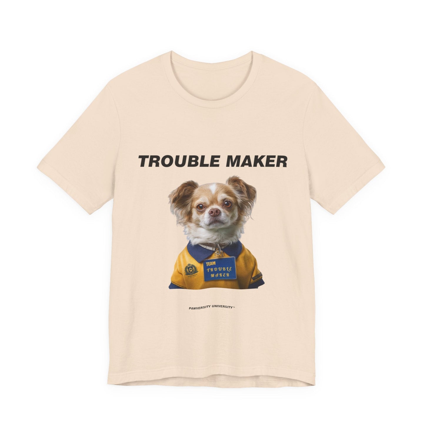 Personalized Pet T-shirt - Team Jersey Department TROUBLE MAKER| Upload Your Pet Photo & Name