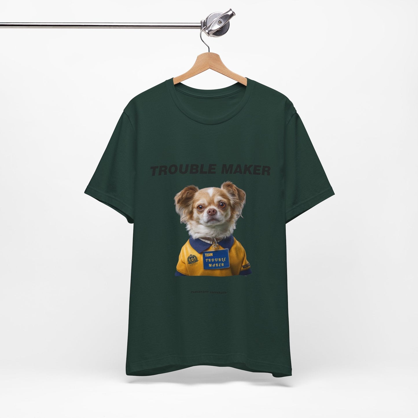 Personalized Pet T-shirt - Team Jersey Department TROUBLE MAKER| Upload Your Pet Photo & Name