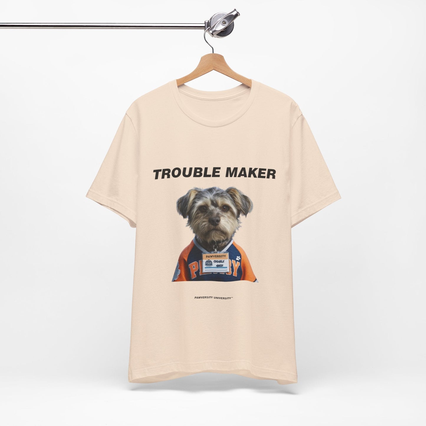 Personalized Pet T-shirt - Team Jersey Department TROUBLE MAKER| Upload Your Pet Photo & Name