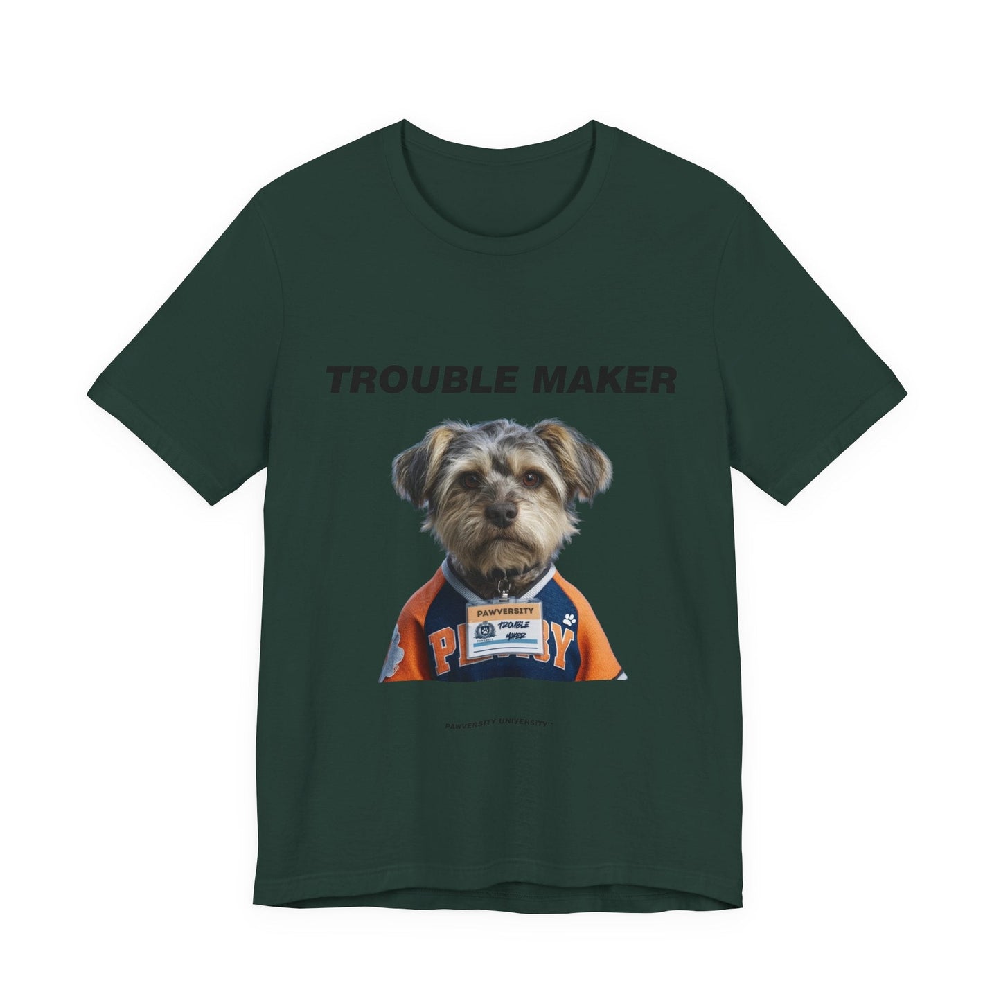 Personalized Pet T-shirt - Team Jersey Department TROUBLE MAKER| Upload Your Pet Photo & Name