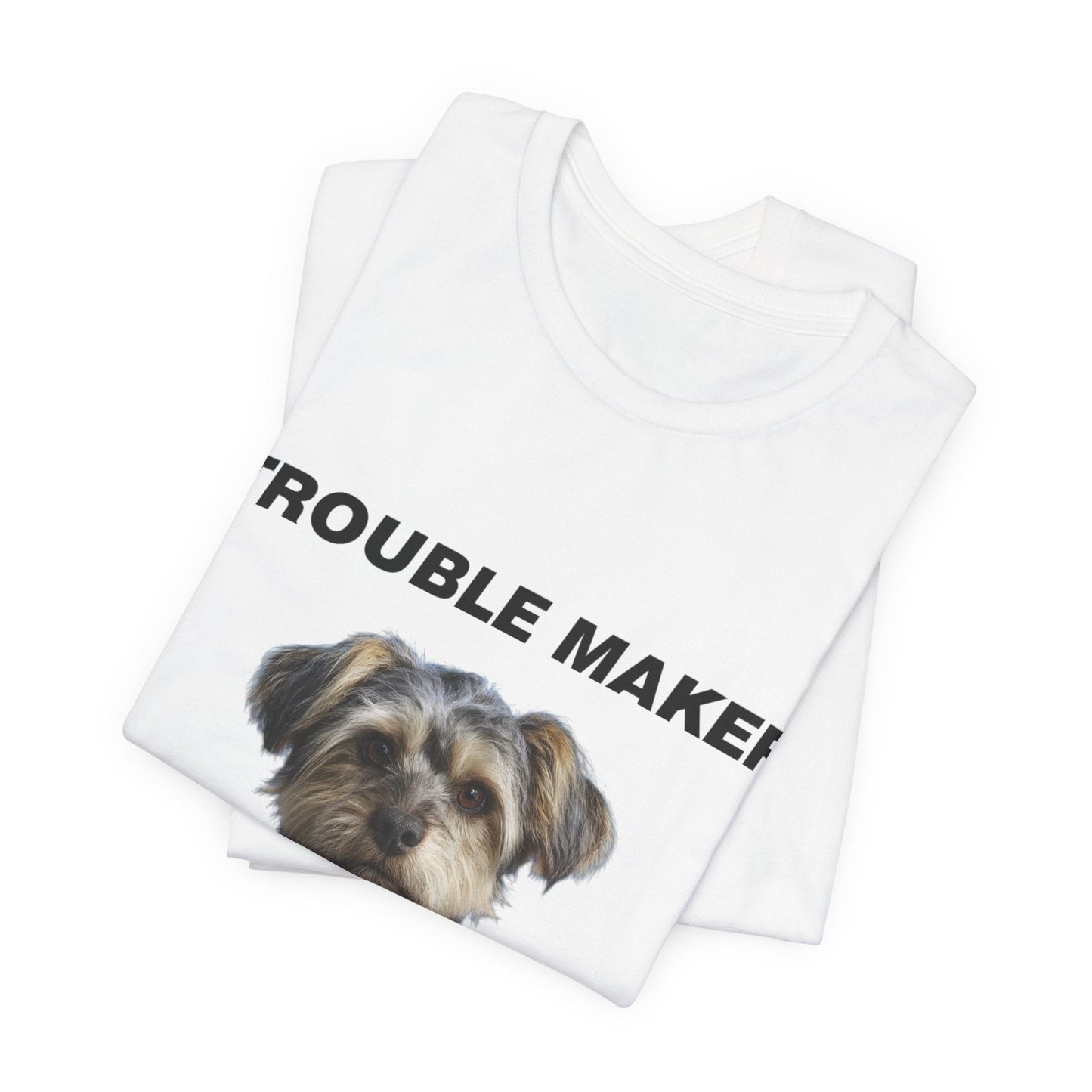 Personalized Pet T-shirt - Team Jersey Department TROUBLE MAKER| Upload Your Pet Photo & Name