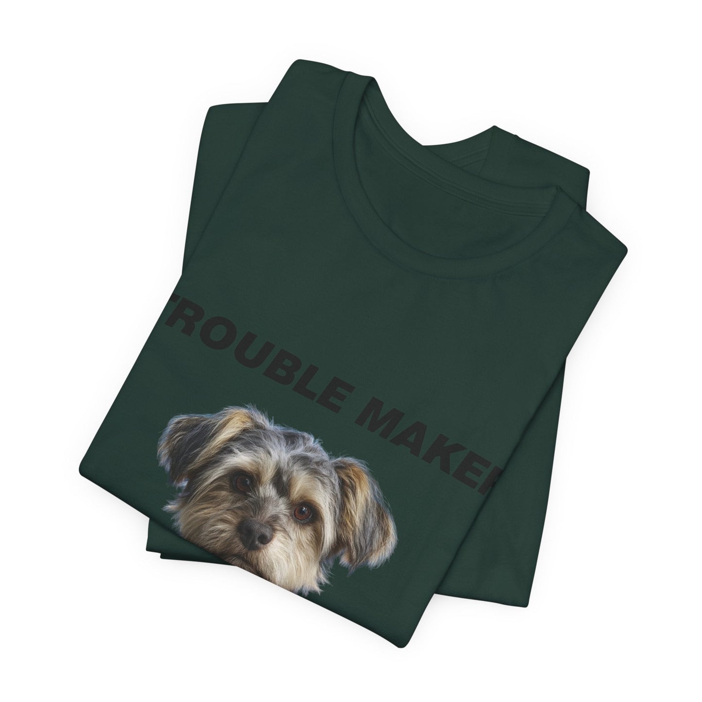 Personalized Pet T-shirt - Team Jersey Department TROUBLE MAKER| Upload Your Pet Photo & Name