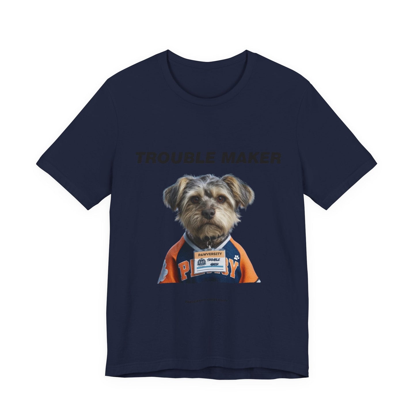Personalized Pet T-shirt - Team Jersey Department TROUBLE MAKER| Upload Your Pet Photo & Name