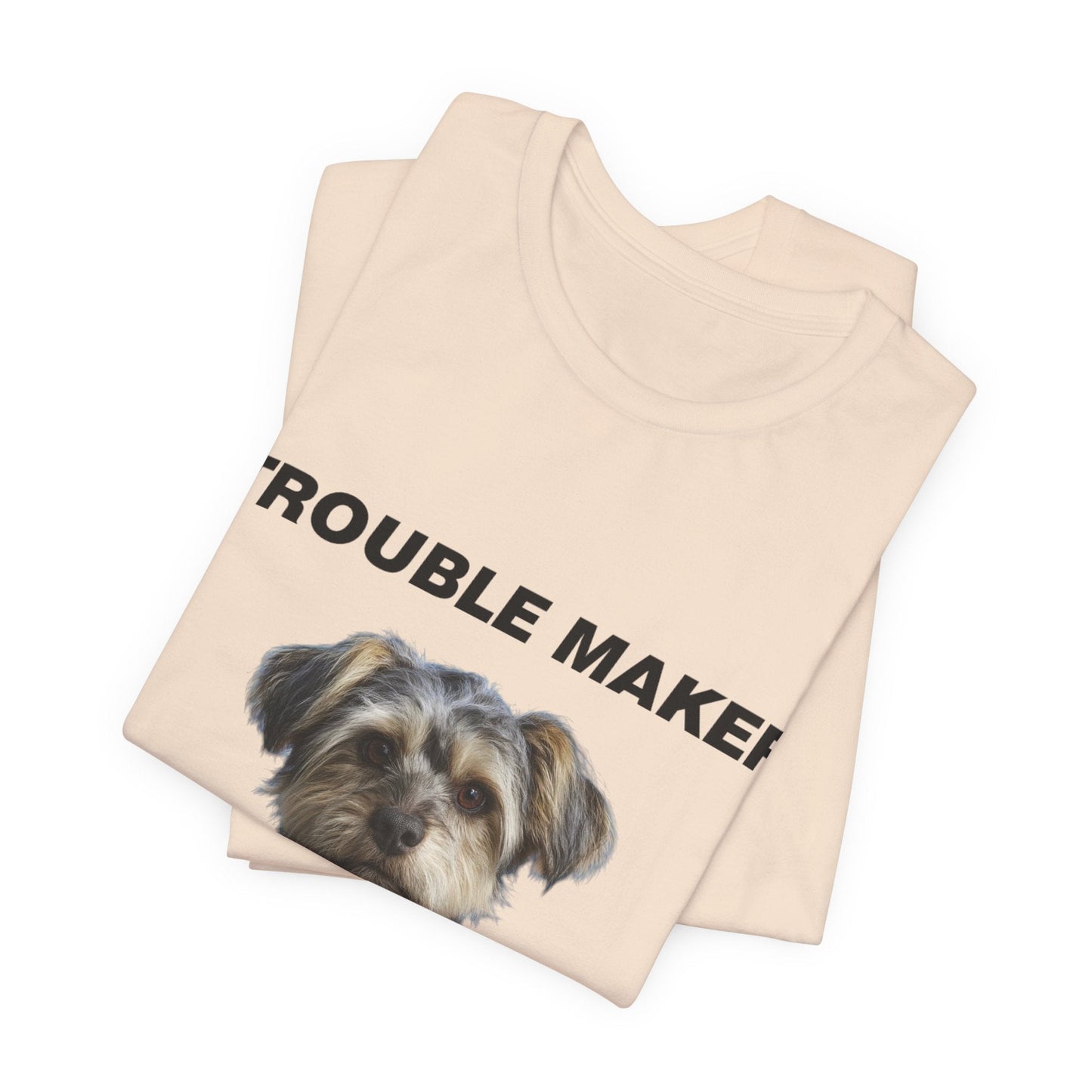 Personalized Pet T-shirt - Team Jersey Department TROUBLE MAKER| Upload Your Pet Photo & Name