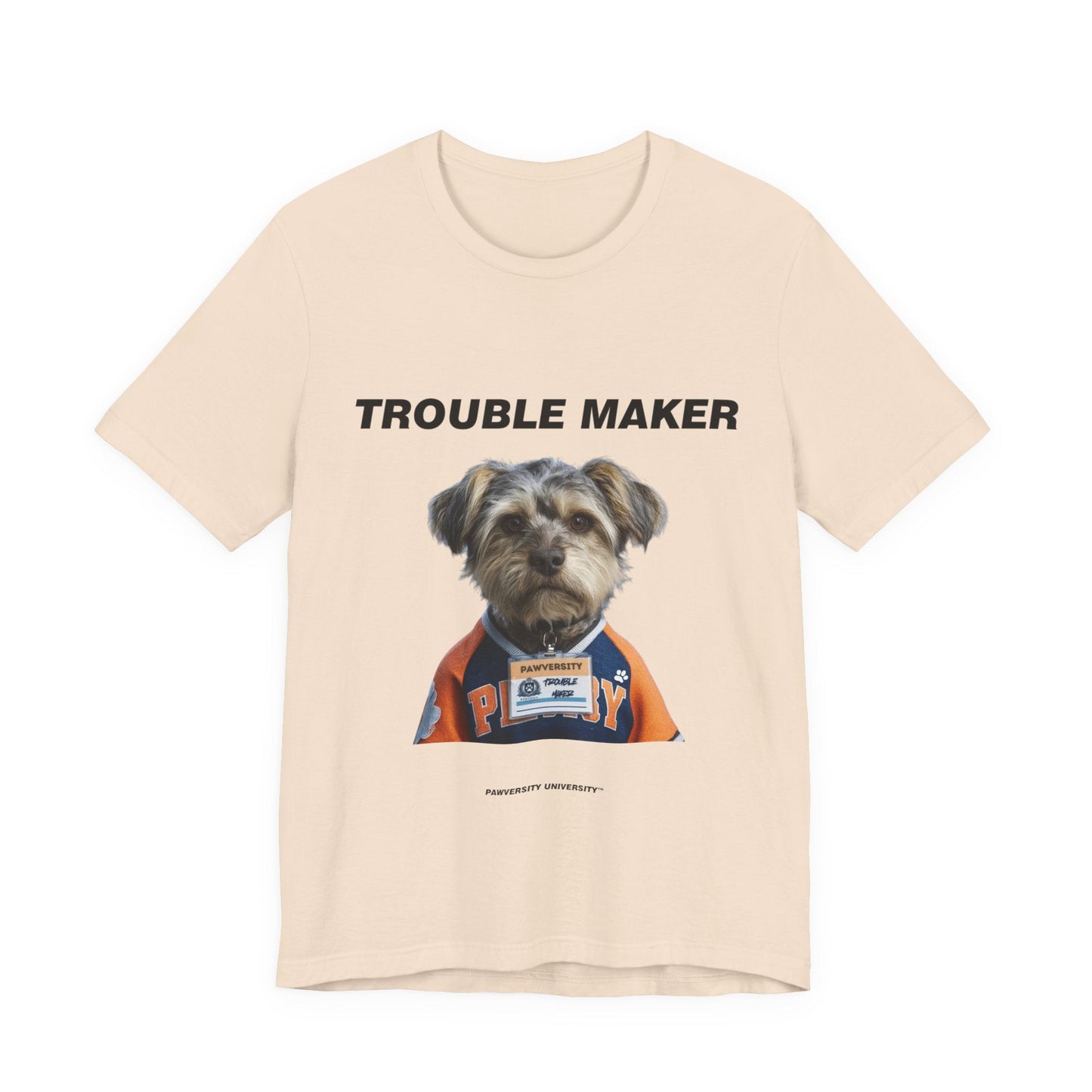 Personalized Pet T-shirt - Team Jersey Department TROUBLE MAKER| Upload Your Pet Photo & Name