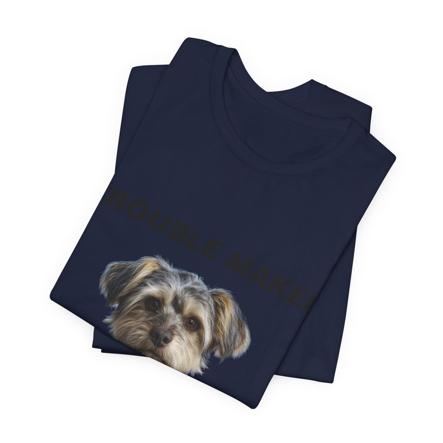 Personalized Pet T-shirt - Team Jersey Department TROUBLE MAKER| Upload Your Pet Photo & Name