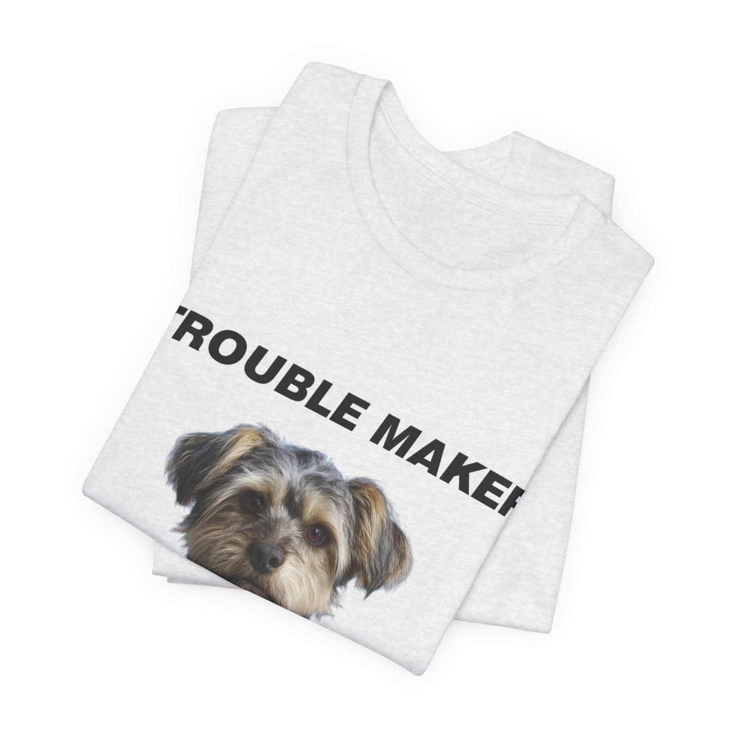 Personalized Pet T-shirt - Team Jersey Department TROUBLE MAKER| Upload Your Pet Photo & Name